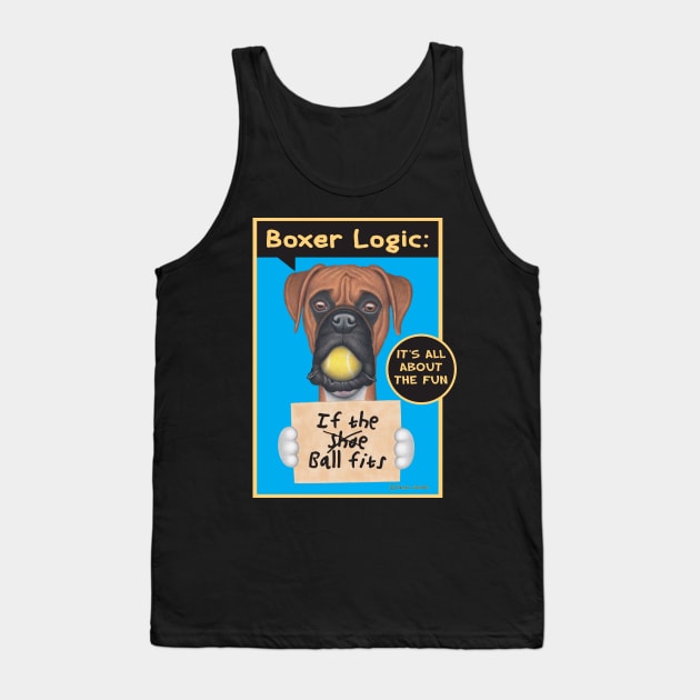 fun loving cute adorable Boxer with Tennis Ball Tank Top by Danny Gordon Art